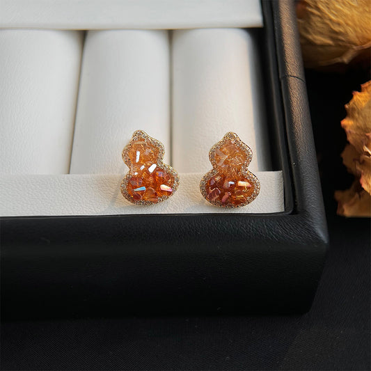 A廠 日韓款「福祿多多」輕奢風爆閃葫蘆耳環 批發 折扣@洽客服 26.01.W1「6949」