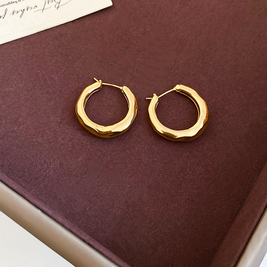 A2廠 韓國韓版褶皺幾何圓形電鍍18K真金銀針耳環 批發 折扣@洽客服 25.10.W5「WE4772」