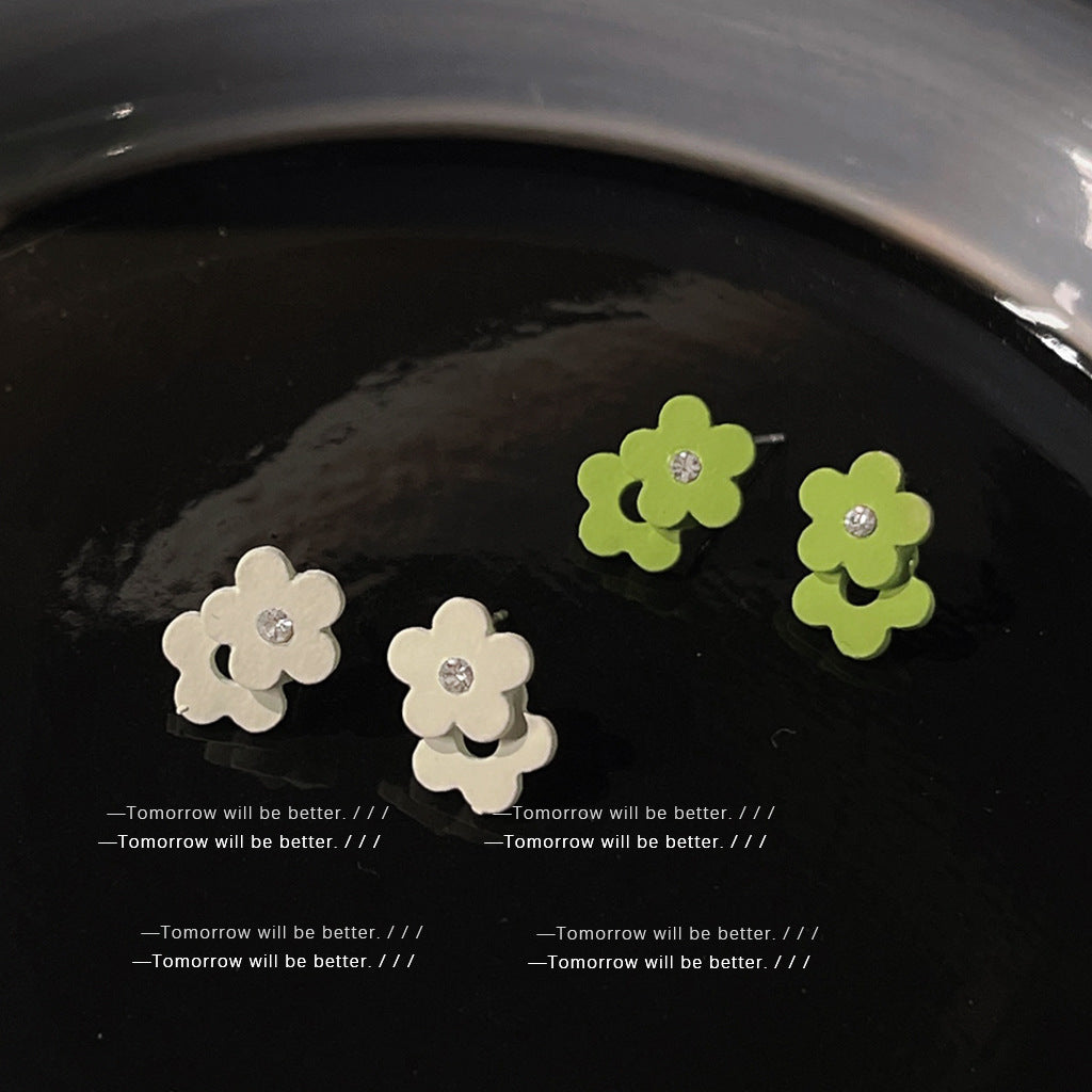 A廠 韓系夏日清新！白綠雙色小花銀針耳環「C-622-C-632」24.10.W4 批發折扣@洽客服