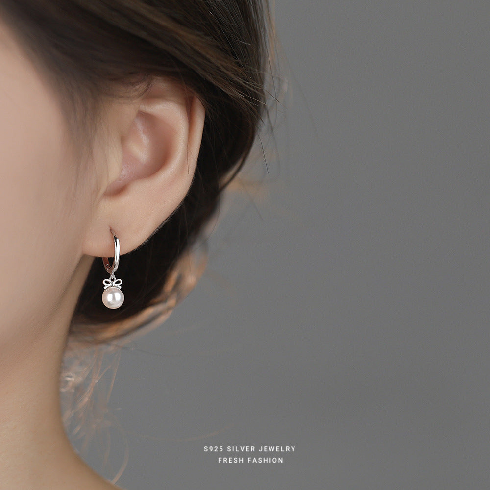 C廠 韓國韓版流蘇蝴蝶結珍珠S925純銀耳環 批發 折扣@洽客服 25.12.W4「E5964」