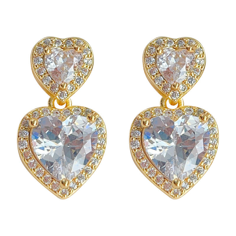 A廠 日韓款輕奢風愛心鋯石鍍18K金銀針耳環 批發 折扣@洽客服 25.11.W4「3112-3113」