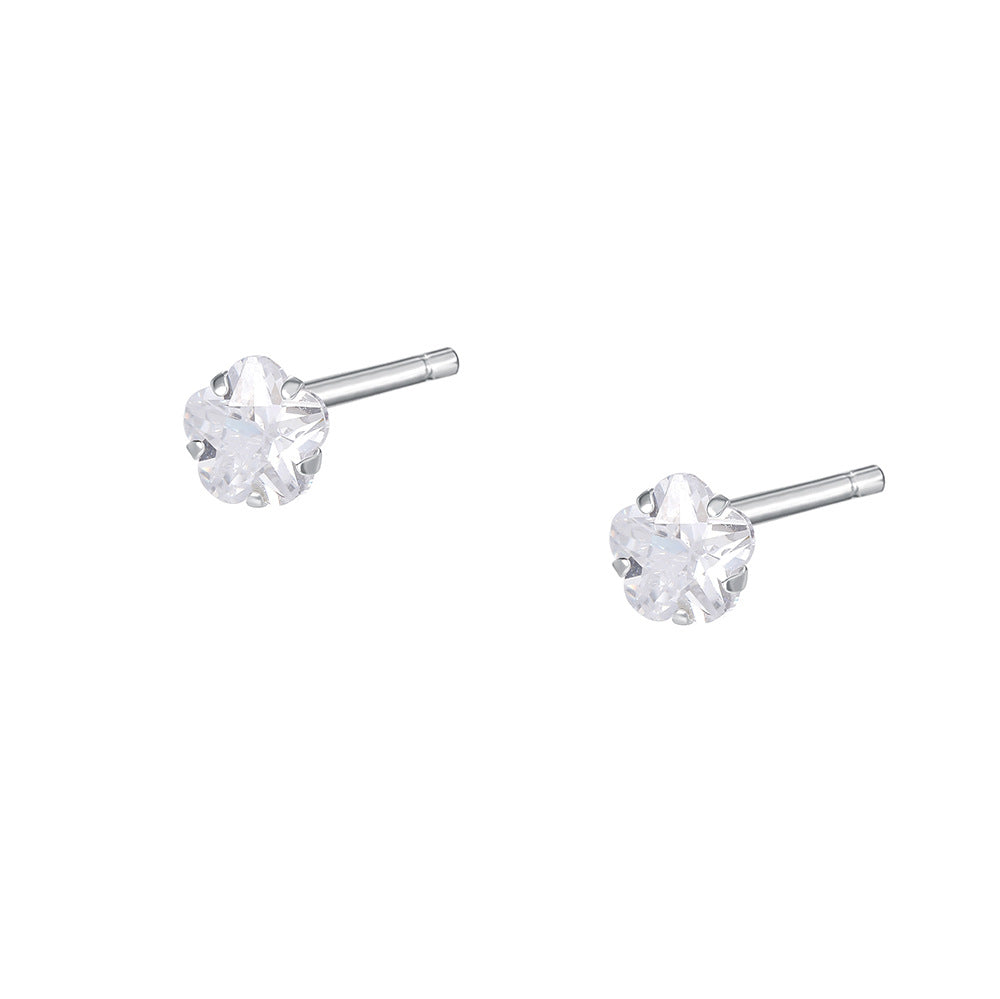 C廠 韓國韓版養耳洞～四爪鋯石花朵S925純銀耳環 批發 折扣@洽客服 25.11.W3「E3512-1」