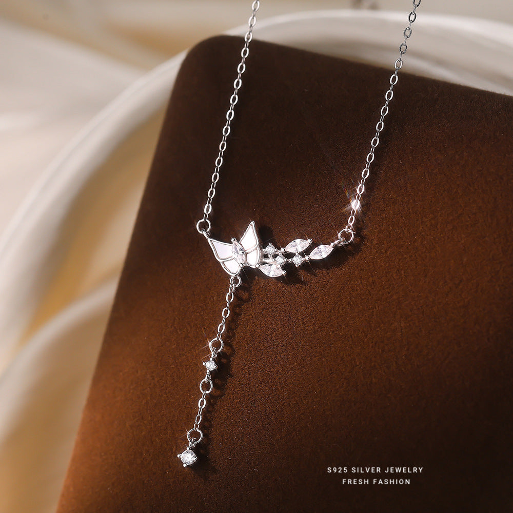 C廠 韓國韓版白貝蝴蝶S925純銀項鍊 批發 折扣@洽客服 25.12.W3「A4761」