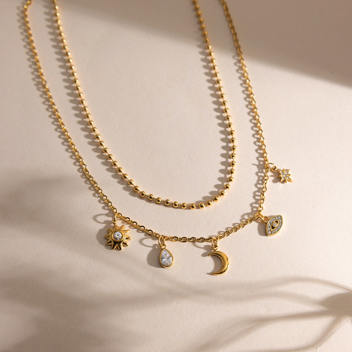 B廠 歐美款 月亮惡魔之眼鋯石鈦鋼鍍18K金項鍊 批發 折扣@洽客服 26.02.W3「JDN0211220」