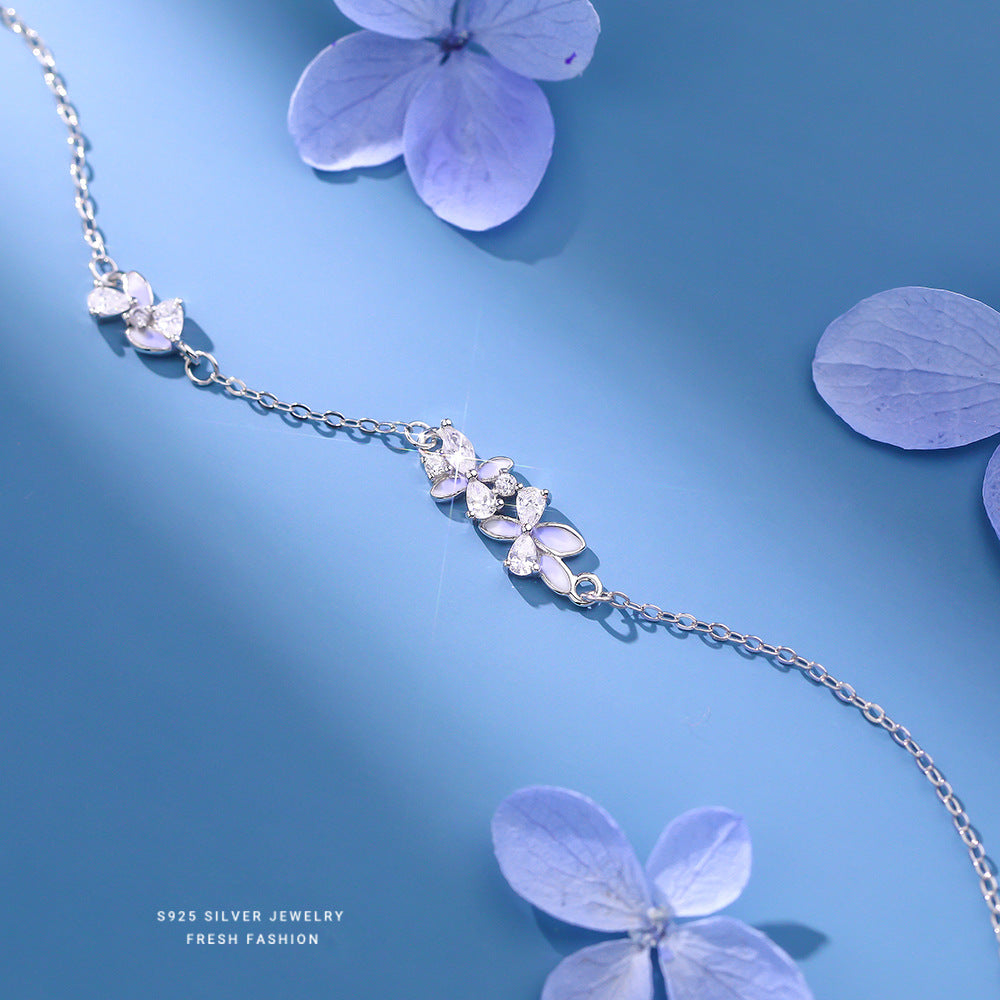 C廠 韓國韓版紫色滴膠繁花S925純銀手鍊 批發 折扣@洽客服 25.12.W2「L1236」