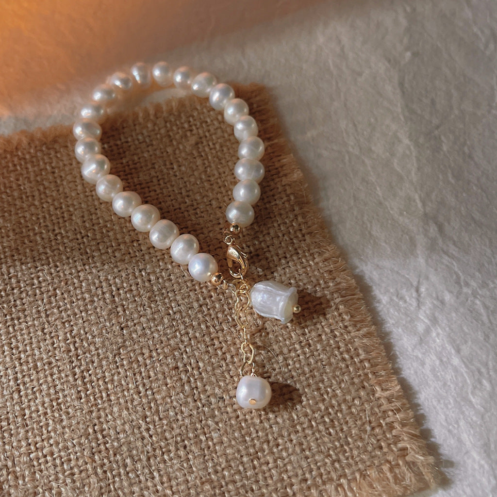 A廠 日韓款 鈴蘭花淡水珍珠手鍊批發 折扣@洽客服 25.10.W5「517」