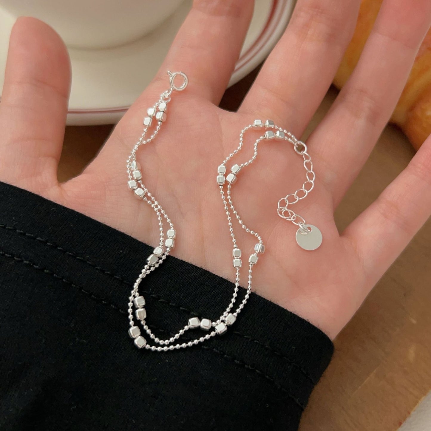 C3廠 韓版重工極簡幾何方塊S925純銀手鍊 批發 折扣@洽客服 25/11.W4「hsl107」