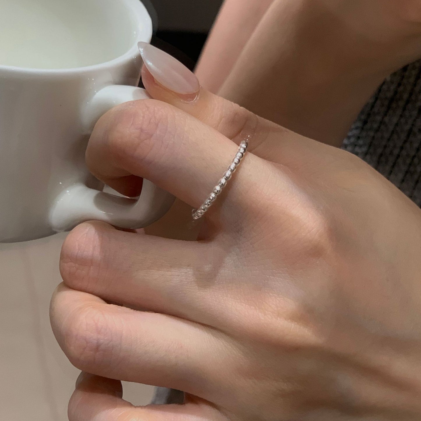 C2廠 韓國韓版圓珠不對稱S925純銀戒指 批發 折扣@洽客服 25.10.W5「SR1418」