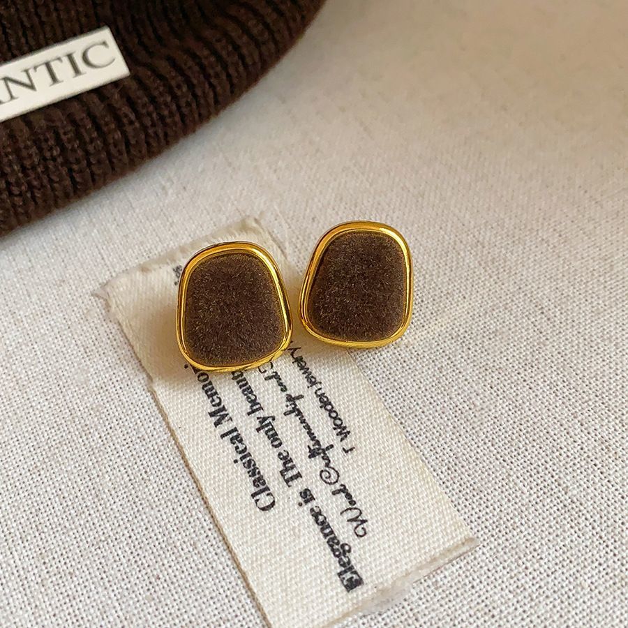 A2廠 日韓款植絨幾何圓方銀針耳環 批發 折扣@洽客服 25.11.W4「WE4952」