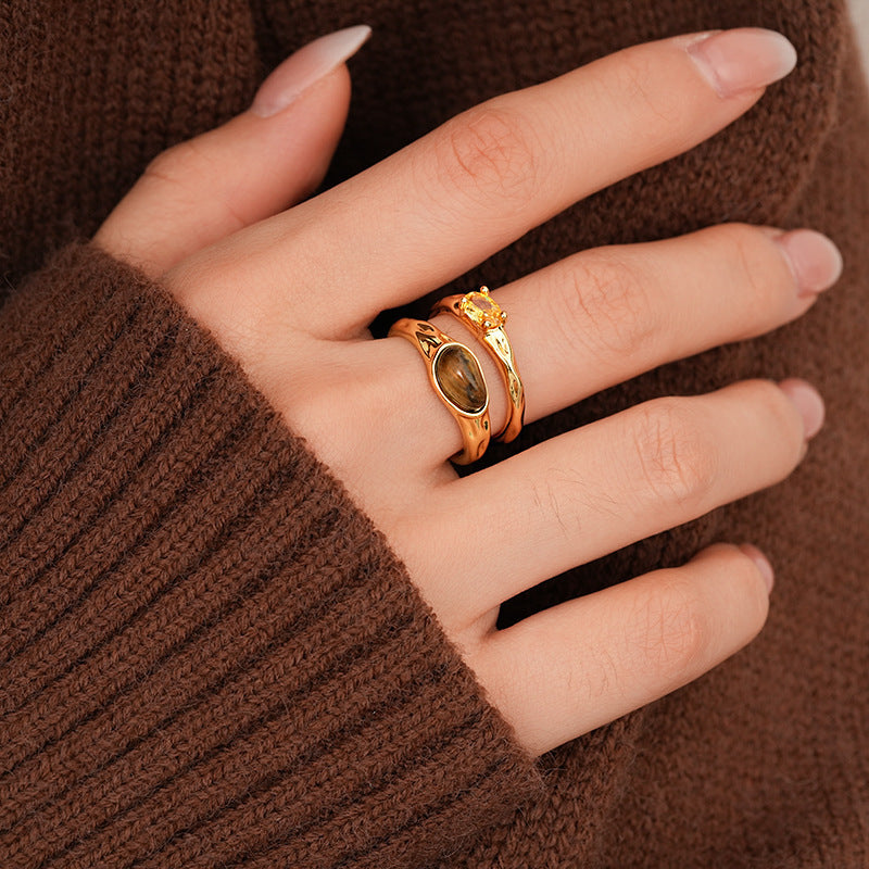 A2廠 韓國韓版鋯石虎眼石雙層電鍍18k真金開口戒指 批發 折扣@洽客服 25.10.W3「HR2343」