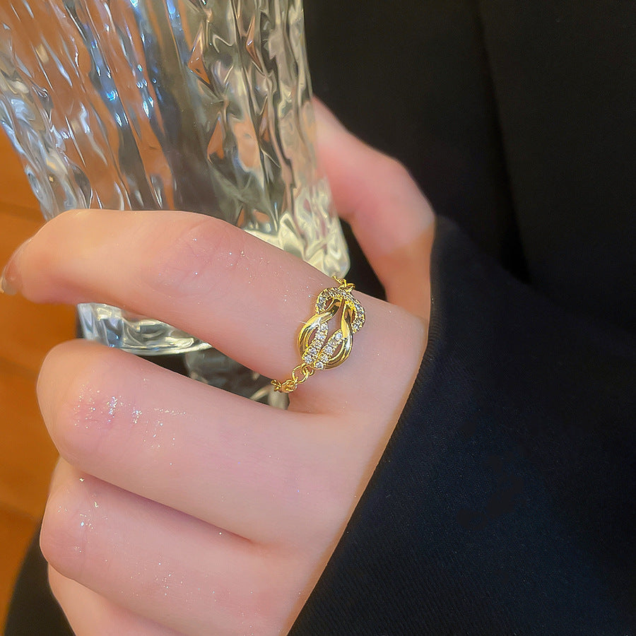 A2廠 韓國韓版馬蹄扣鏈鋯石復古銅戒指 批發 折扣@洽客服 26.02.W3「HR2919-1」