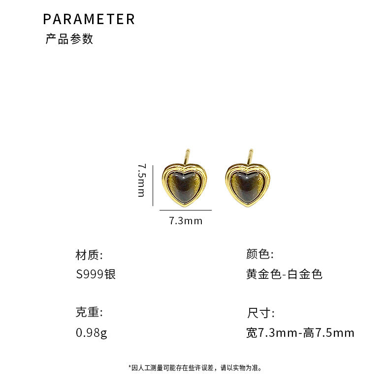 C廠 虎眼石愛心S999足銀耳環「YC9786E」24.05.W3 批發折扣@洽客服