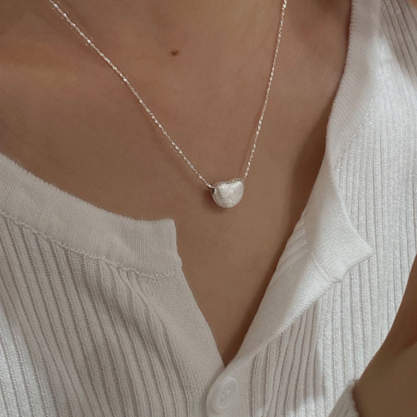 C2廠 韓國韓版拉絲隨形愛心S925純銀項鍊 批發 折扣@洽客服 25.11.W3「SN3416」