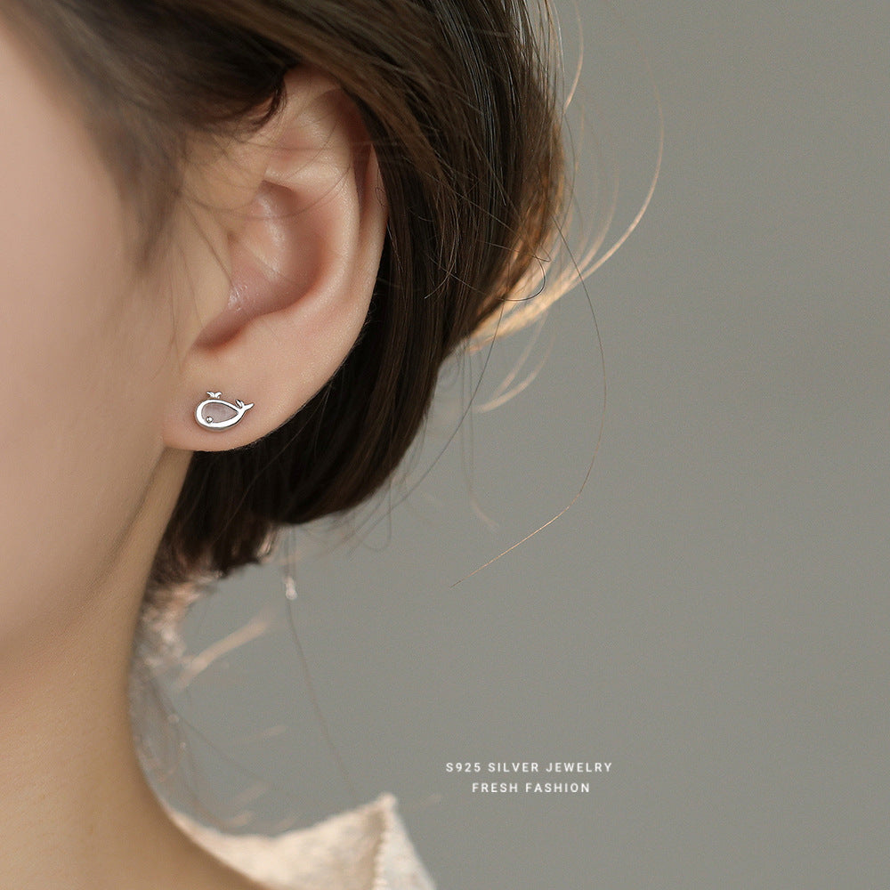 C廠 韓國韓版Q版貓眼石海豚S925純銀耳環 批發 折扣@洽客服 25.12.W4「E5919」