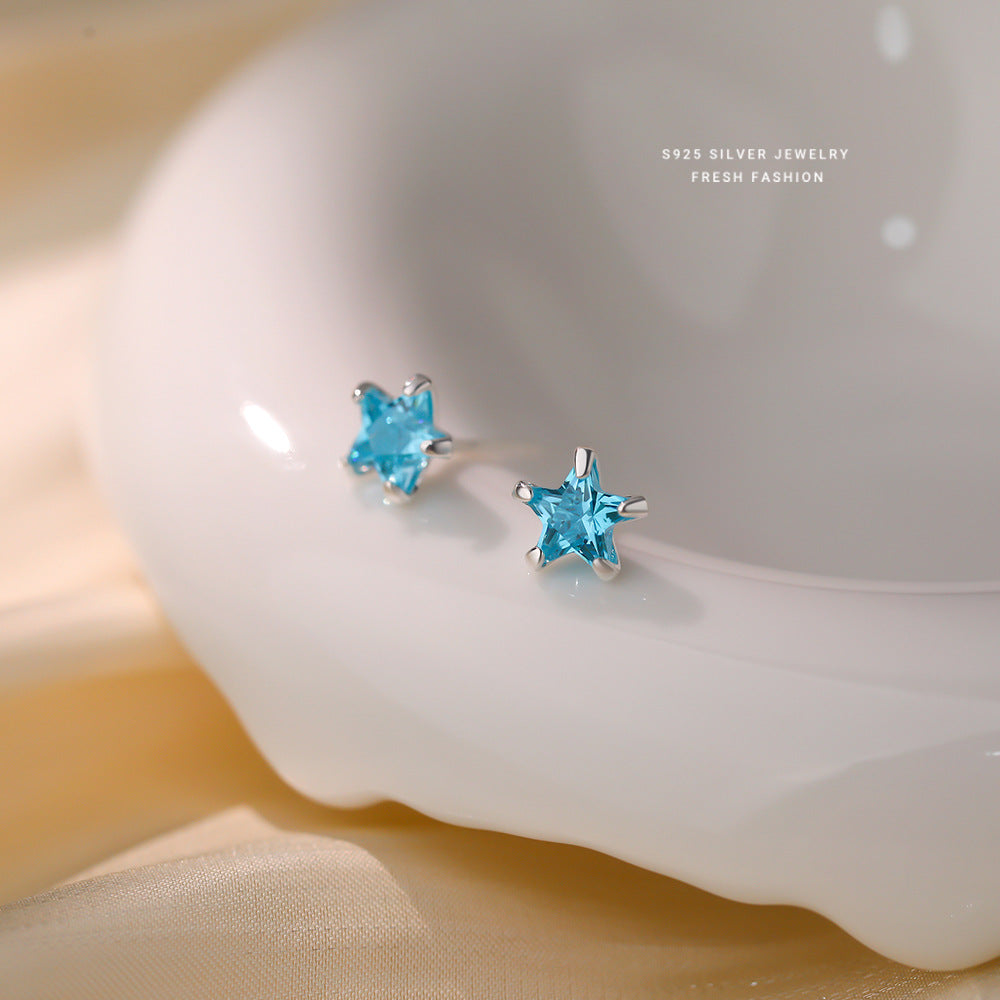 C廠 韓國韓版海藍五角星 S925純銀耳環 批發 折扣@洽客服 25.12. W2「E5846」