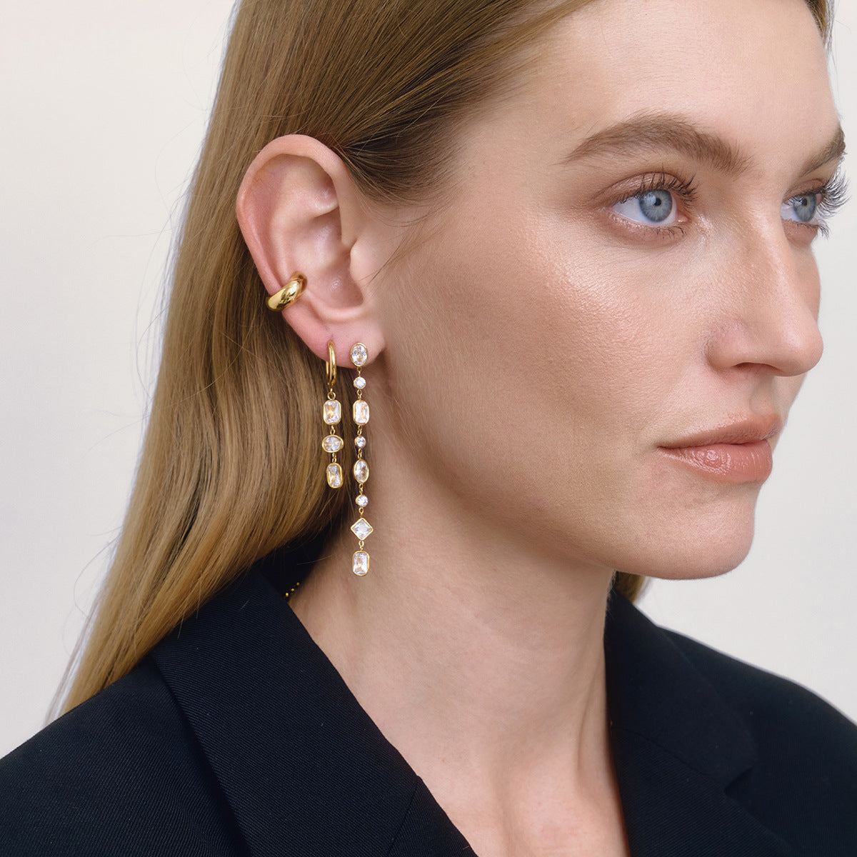 B廠 歐美款彩色鋯石流蘇鈦鋼鍍18K金耳環批發 折扣@洽客服 26.03.W2「JDE0312200-CR JDE0312200-WT」