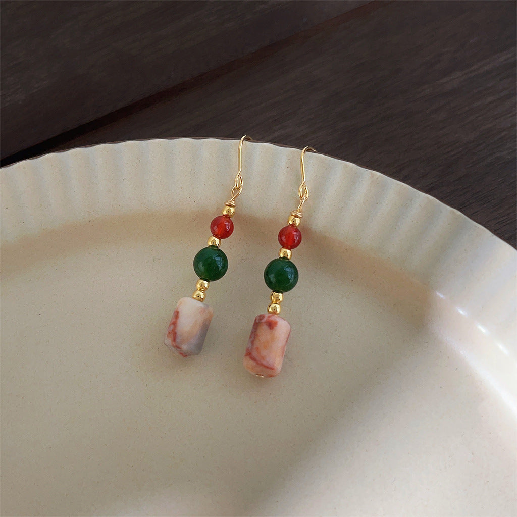 A廠 韓系款紅玉半開~手工款真瑪瑙銀針銀針耳環 批發 折扣@洽客服 25.12.W1「4051」