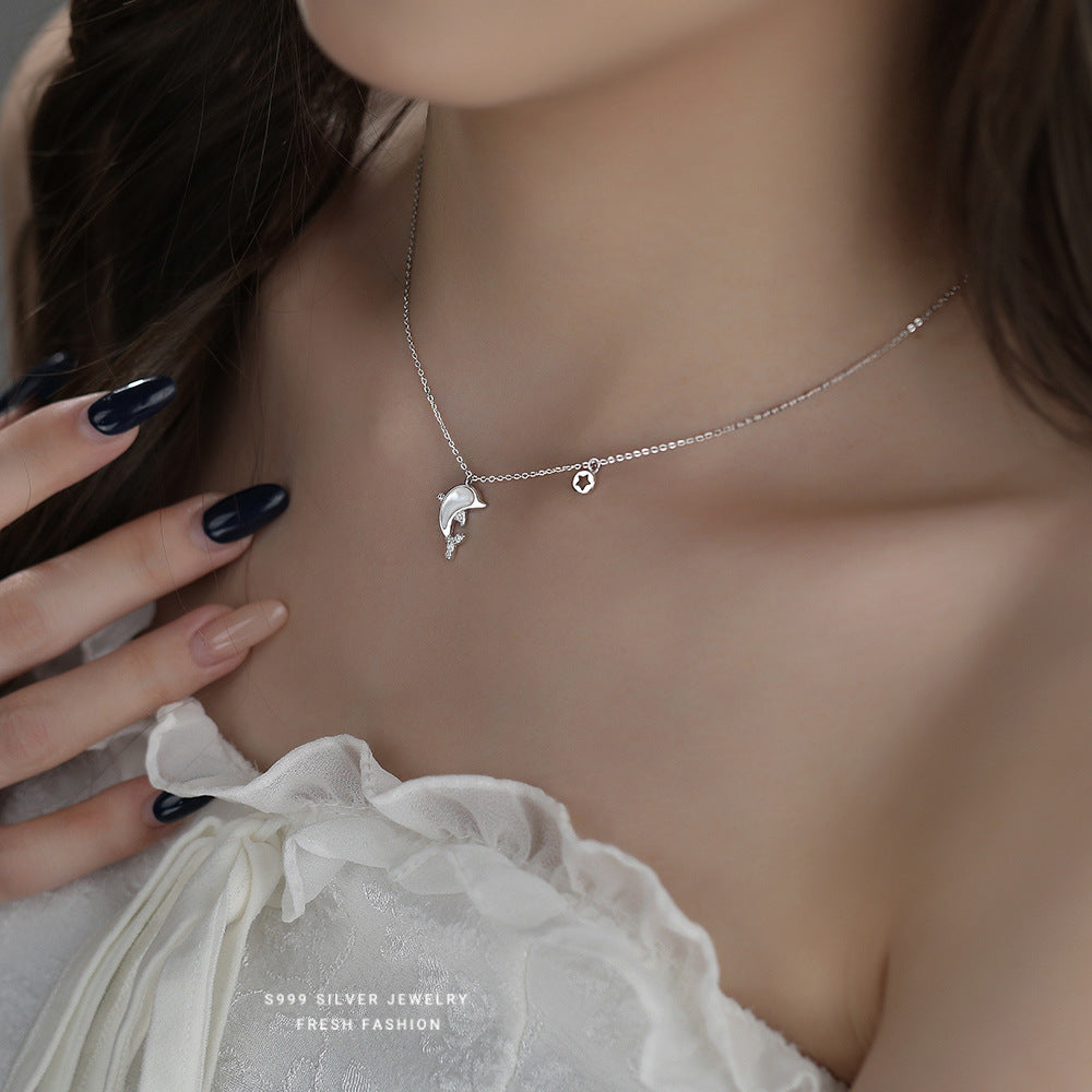 C廠 韓國韓版白貝海豚S999純銀項鍊 批發 折扣@洽客服 24.11.W2「A2666」