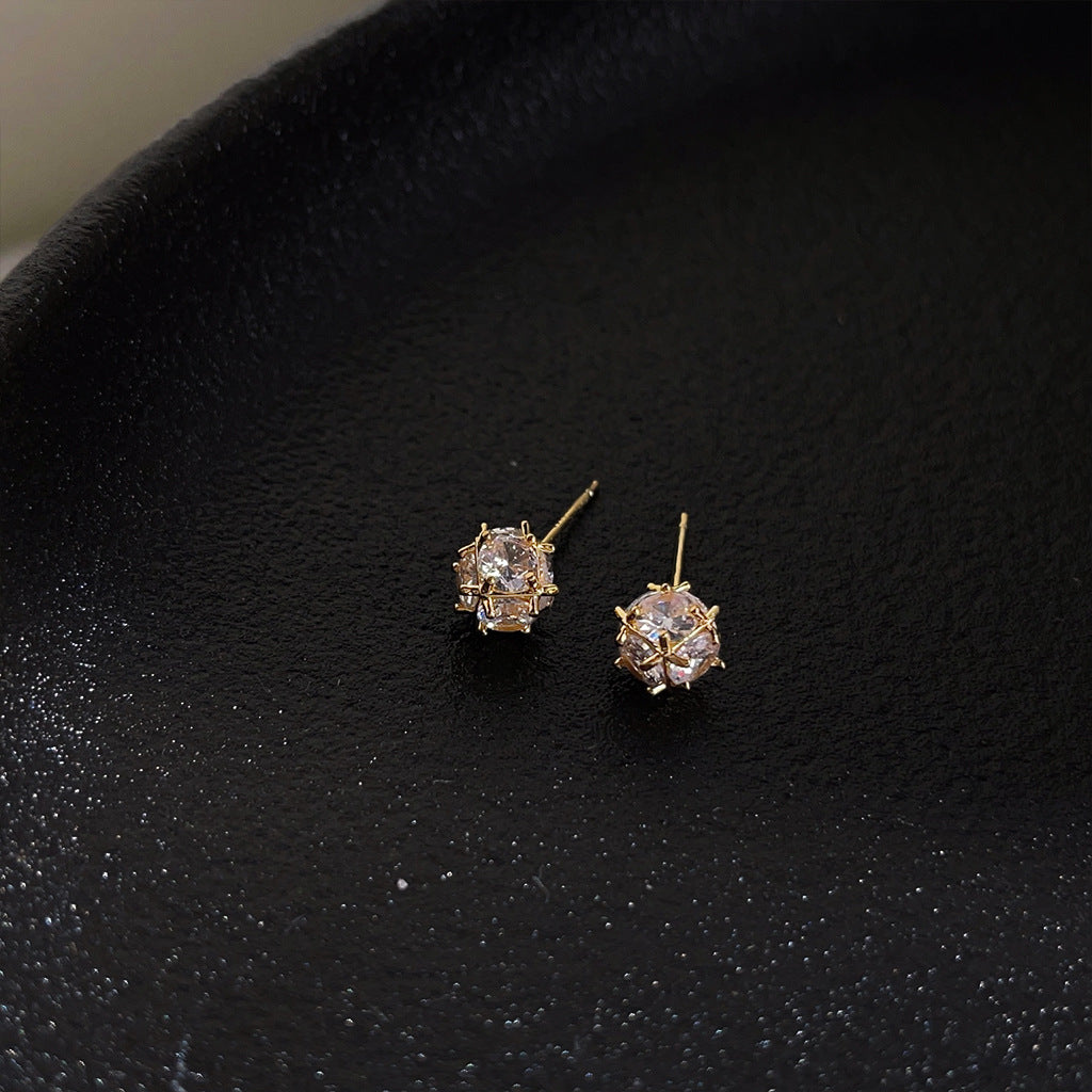 A廠 韓系幾何立體多面鋯石環保銅銀針耳環批發 折扣@洽客服 26.03.10「B-632」