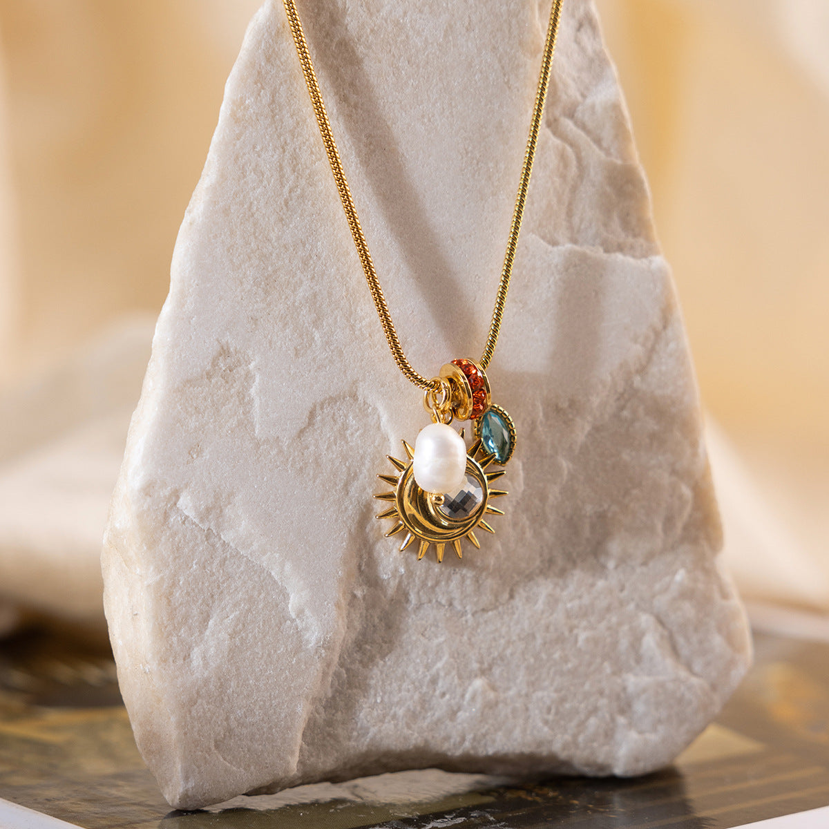 B廠 歐美款 淡水珍珠鋯石鈦鋼鍍18K金項鍊 批發 折扣@洽客服 26.02.W3「JDN0211145」