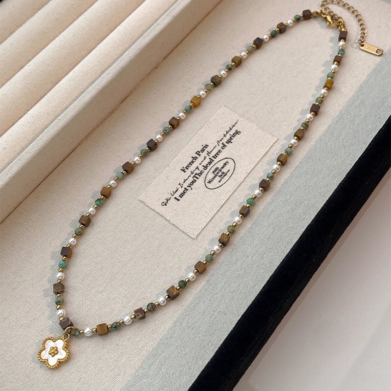 A2廠 韓國韓版鈦鋼珍珠花朵項鍊 批發 折扣@洽客服 25.11.W3「WN792」