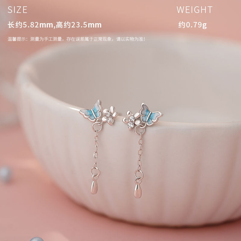 C廠 韓系花間蝶語S999足銀耳環 2&項鍊 批發 折扣@洽客服 25.07.W2「YC1116N_1，YC9032E_1」