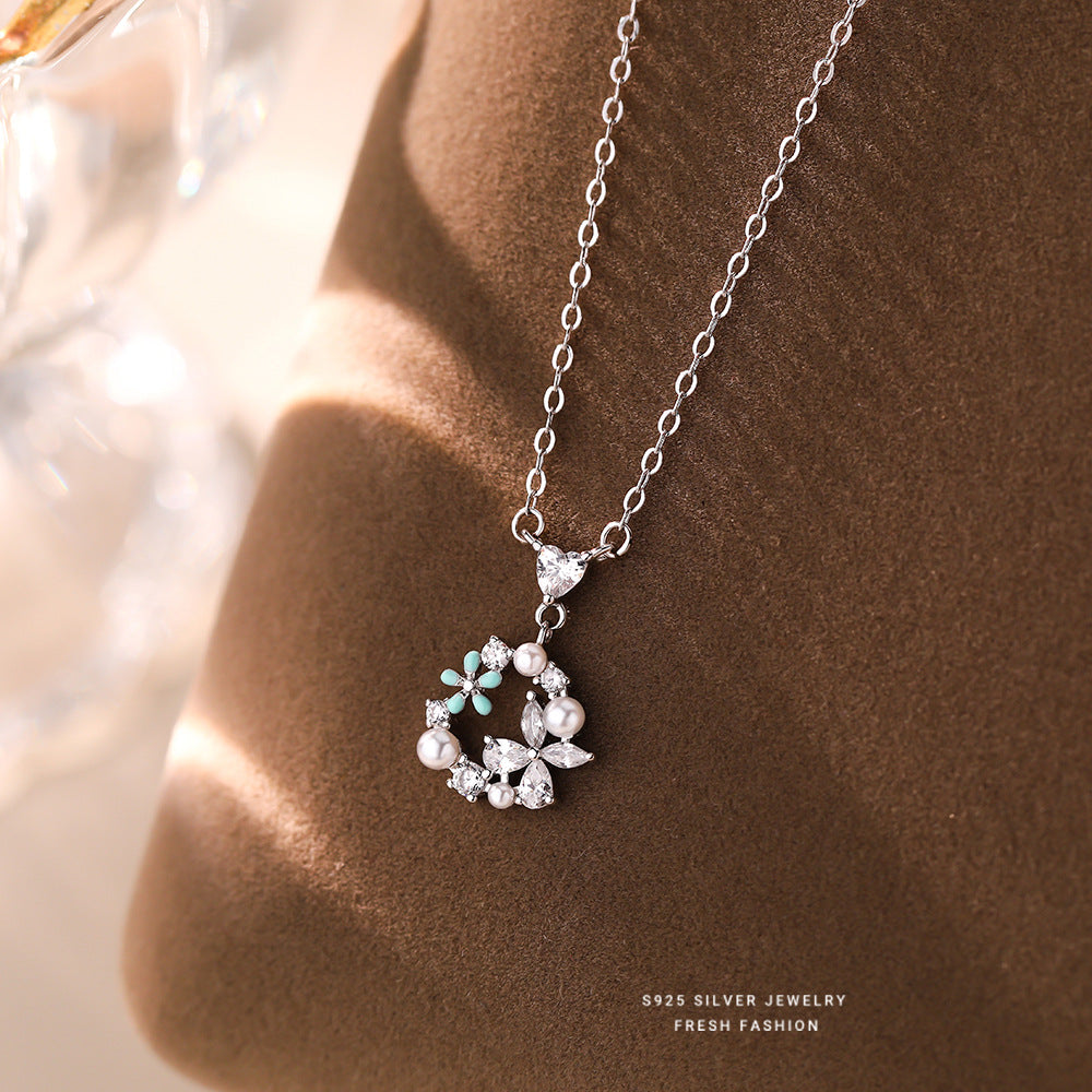 C廠 S925純銀｜韓國韓版蝶戀櫻花項鍊 26.02.W1「A4897」