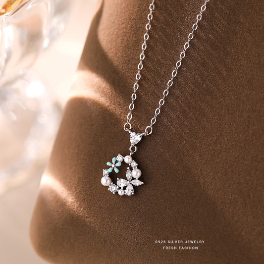 C廠 S925純銀｜韓國韓版蝶戀櫻花項鍊 26.02.W1「A4897」