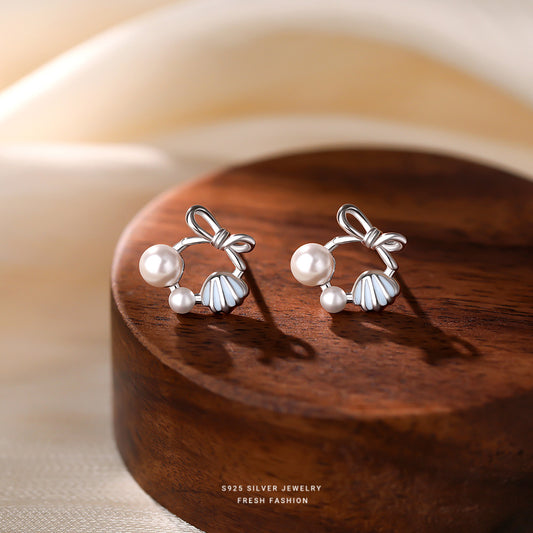 C廠 韓國韓版蝴蝶結珍珠S925純銀耳環 批發 折扣@洽客服 25.12.W4「E5966」
