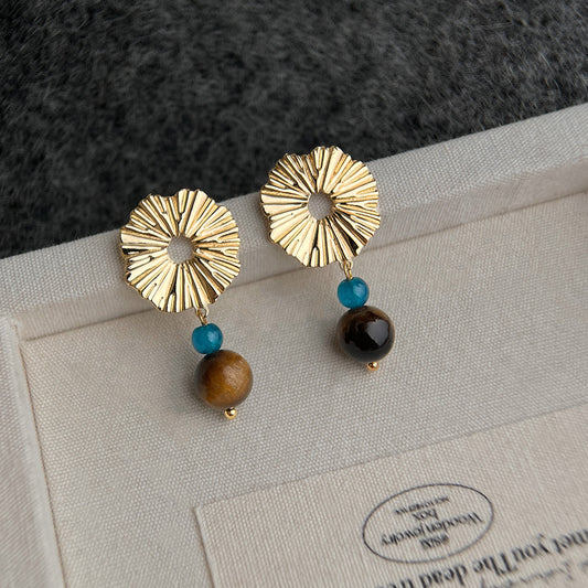 A廠 日韓款老錢風秋冬虎眼石銀針耳環 批發 折扣@洽客服 25.12.W2「6873」