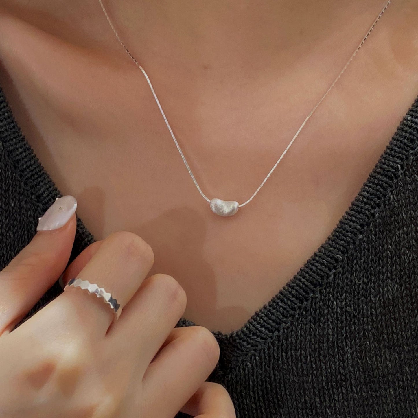 C2廠 韓國韓版拉絲豆豆S925純銀項鍊 批發 折扣@洽客服 25.11.W3「SN3518」