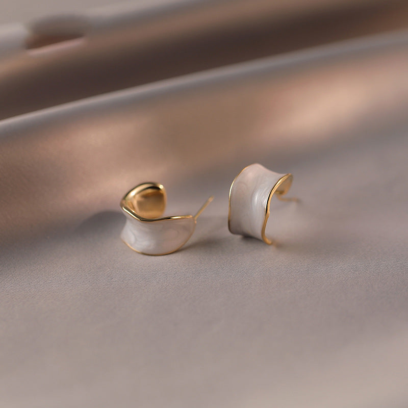 A2廠 韓國韓版滴油C形凹面電鍍18K真金銀針耳環 批發 折扣@洽客服 25.10.W5「WE4871」