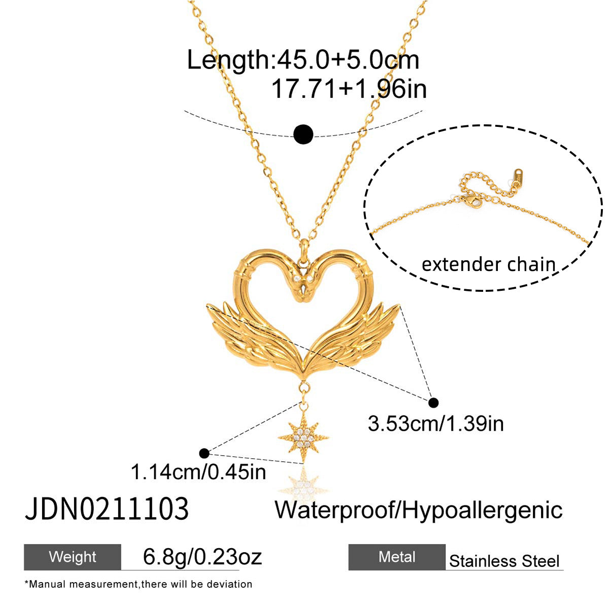 B廠 鈦鋼鍍18K金｜ 天鵝耳環 &項鍊 批發 折扣@洽客服 26.01.W2「JDE0211100」