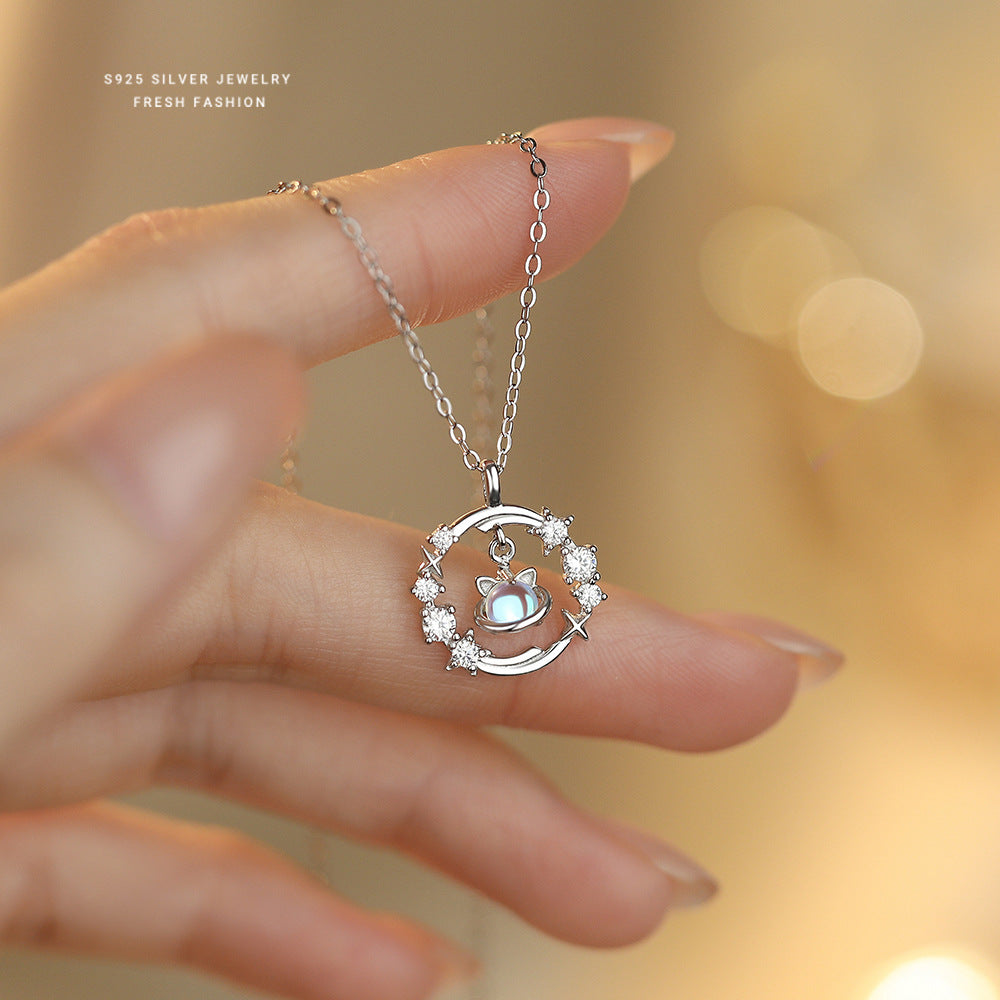 C廠 韓國韓版幻彩貓星球S925純銀項鍊 批發 折扣@洽客服 25.12.W3「YA0521」