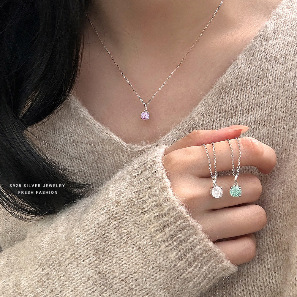 C廠 S925純銀｜四爪煙火彩色鋯石項鍊 批發 折扣@洽客服 25.01.W4「A4869」