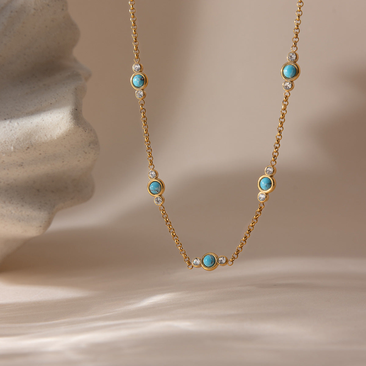 B廠 歐美款 藍松石鈦鋼鍍18K金項鍊 批發 折扣@洽客服 26.02.W3「JDN0311112」