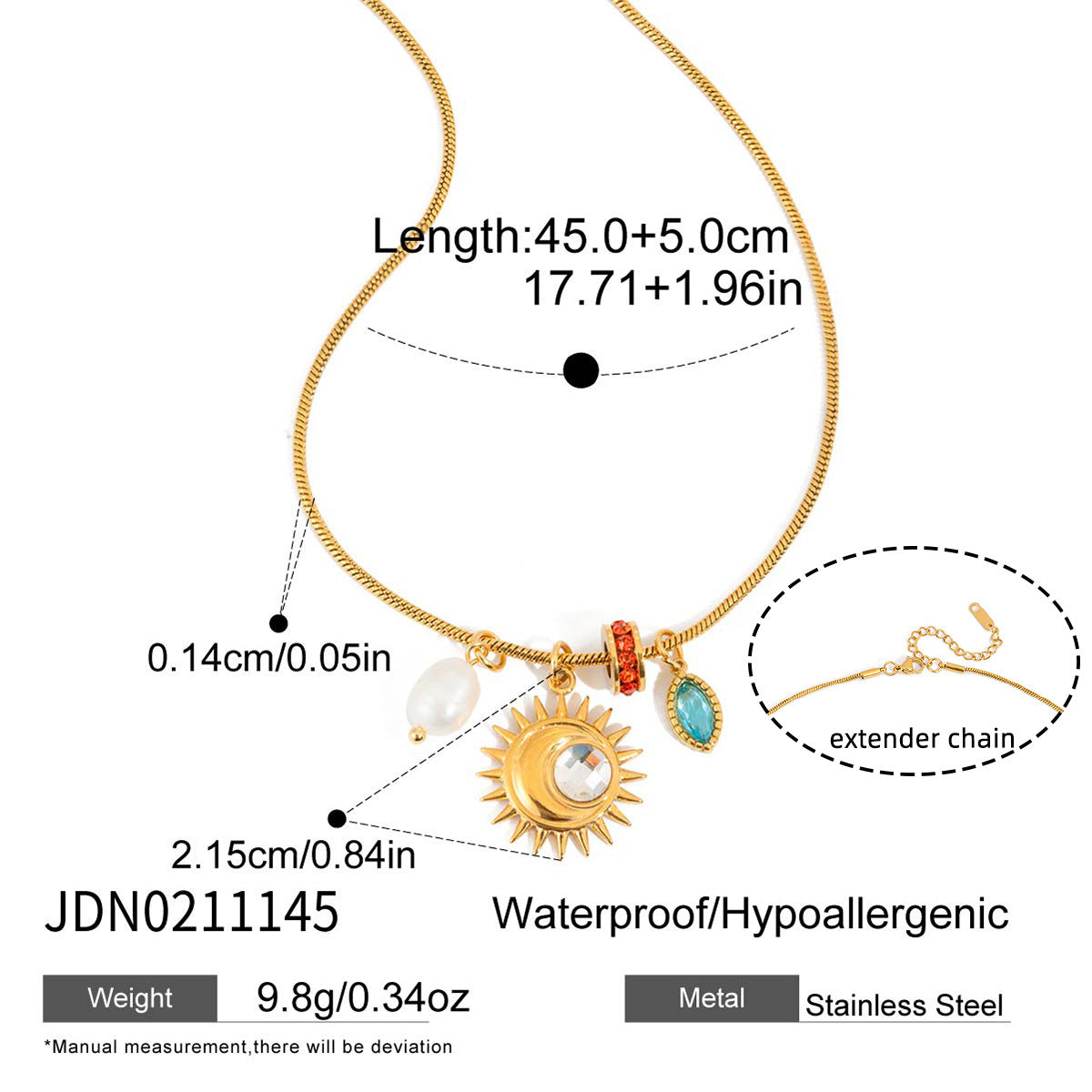 B廠 歐美款 淡水珍珠鋯石鈦鋼鍍18K金項鍊 批發 折扣@洽客服 26.02.W3「JDN0211145」