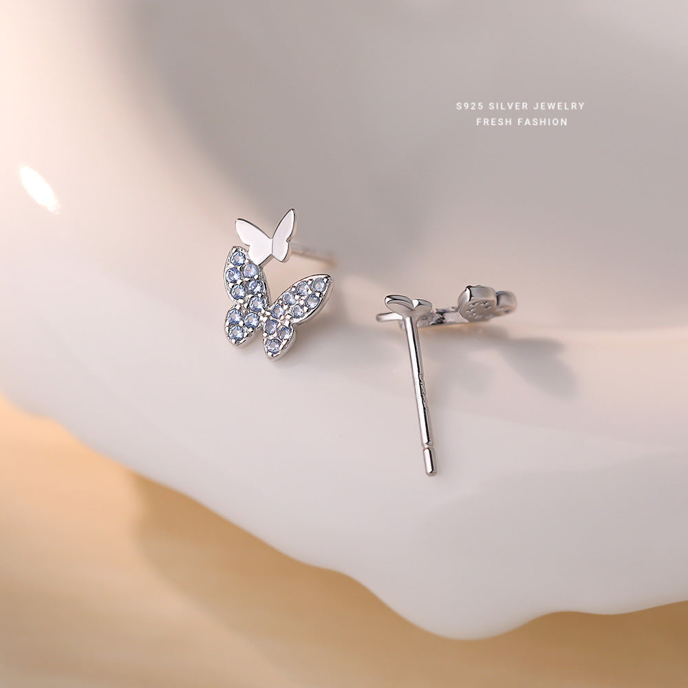 C廠 韓國韓版淺藍尖晶蝴蝶S925純銀耳環 批發 折扣@洽客服 25.12.W3「E5883」