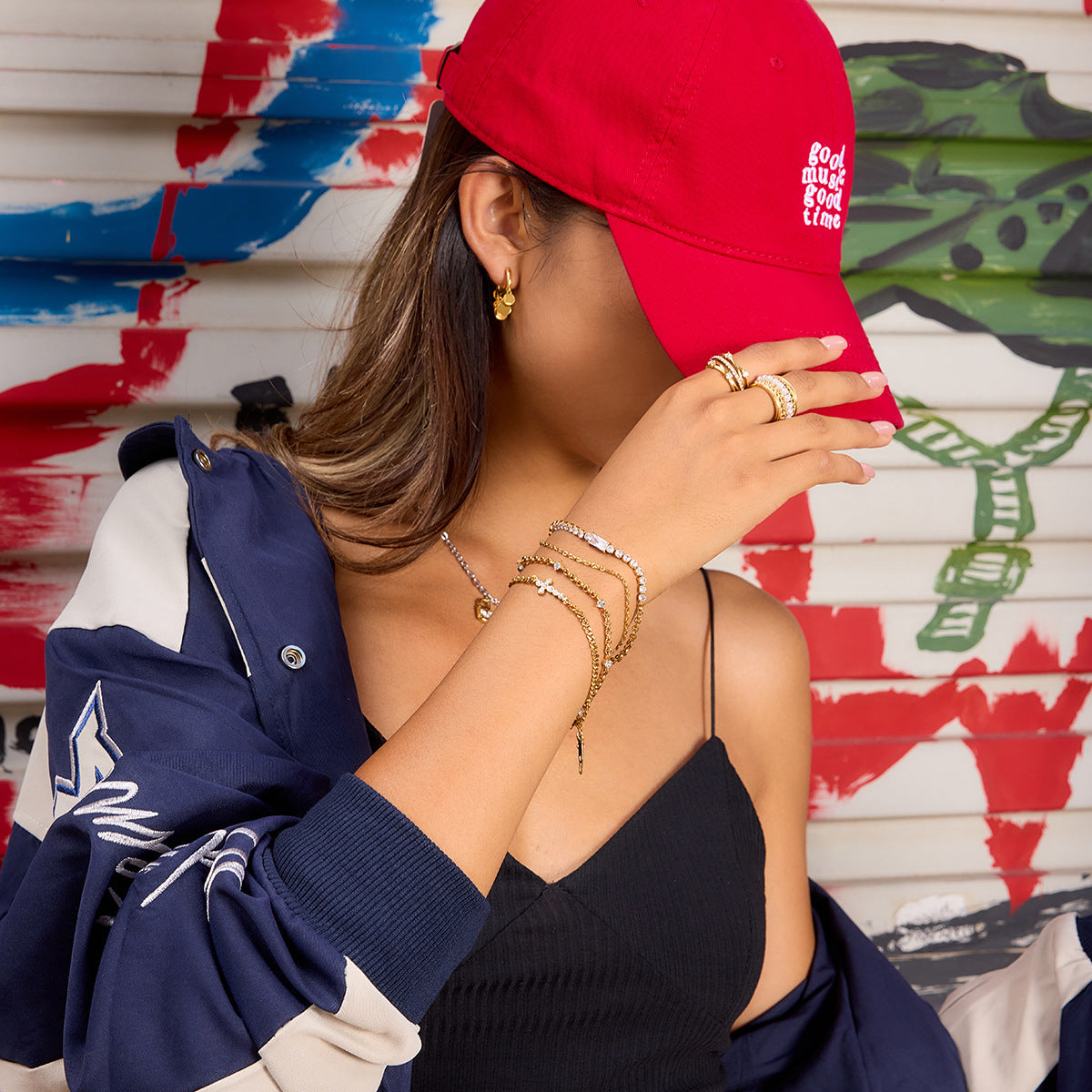 B廠 歐美款 圓形白色鋯石十字鏈 鈦鋼鍍18K金手鍊 批發 折扣@洽客服 25.10.W5「JDB0307032」