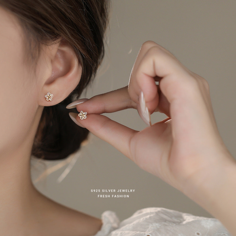 C廠 韓國韓版鋯石小花S925純銀耳環 批發 折扣@洽客服 25.11.W3「E2626」