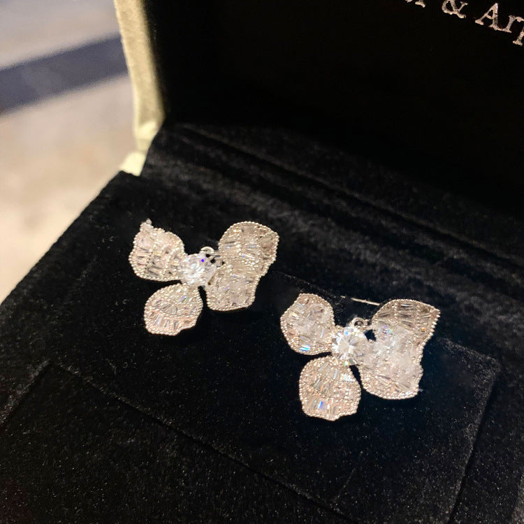 A2廠 韓國韓版鋯石花朵電鍍18k真金銀針耳環 批發 折扣@洽客服 25.12.W4「HE25894-2」