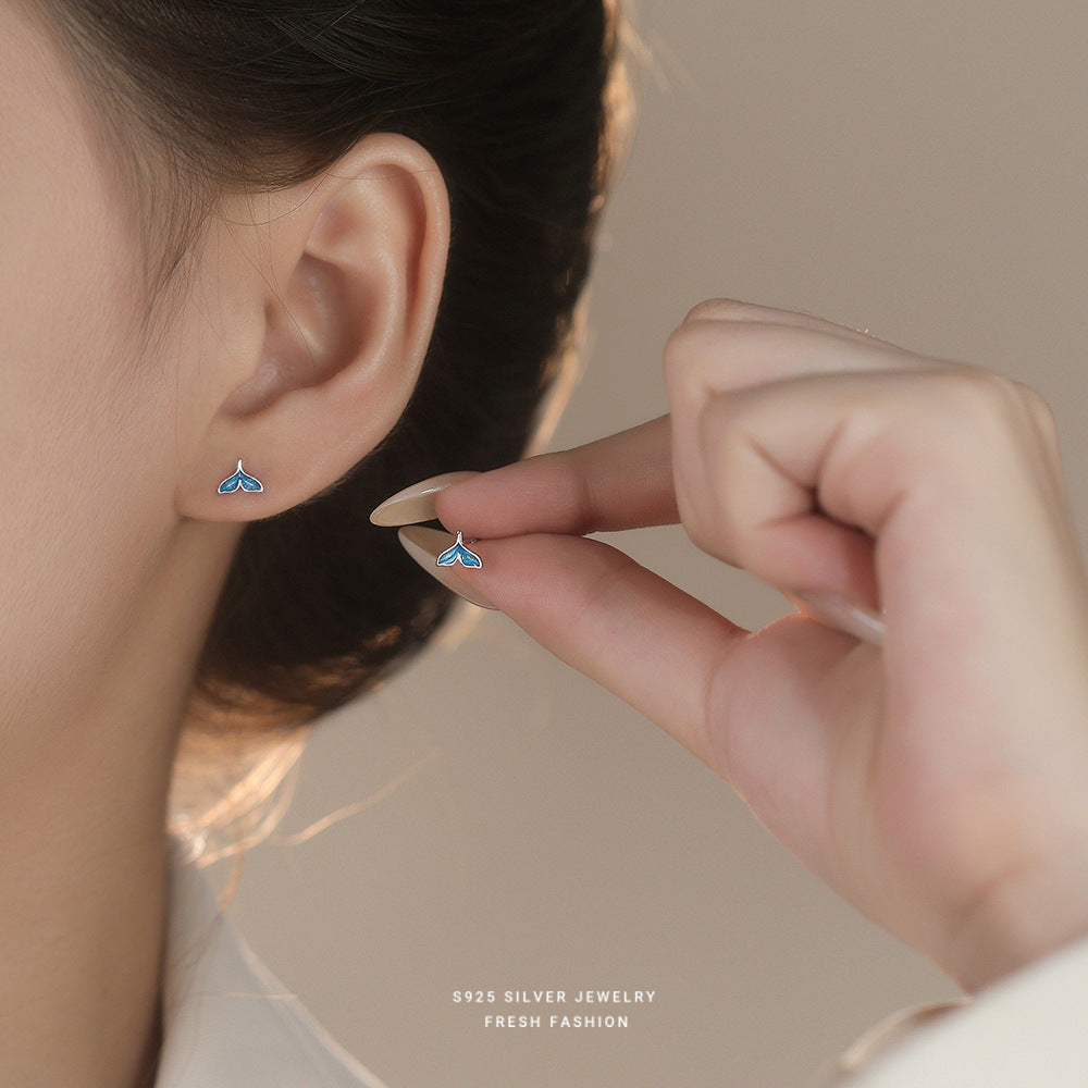 C廠 韓國韓版海藍滴膠魚尾S925純銀耳環 批發 折扣@洽客服 25.12.W1「E5840」