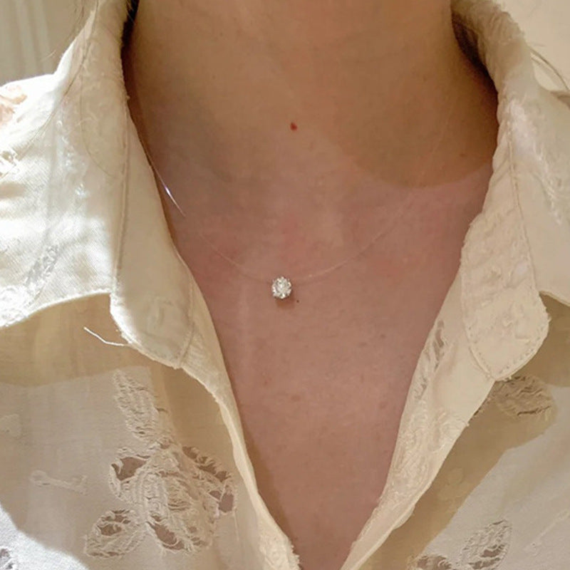 C2廠 韓國韓版璀璨莫桑石透明魚線S925純銀項鍊 批發 折扣@洽客服 25.11.W1「XDQ0454N」