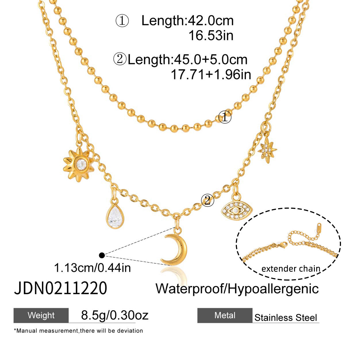 B廠 歐美款 月亮惡魔之眼鋯石鈦鋼鍍18K金項鍊 批發 折扣@洽客服 26.02.W3「JDN0211220」