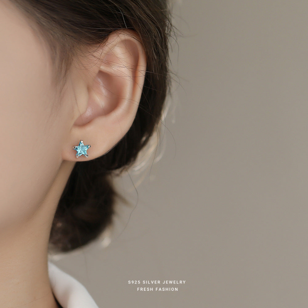 C廠 韓國韓版海藍五角星 S925純銀耳環 批發 折扣@洽客服 25.12. W2「E5846」