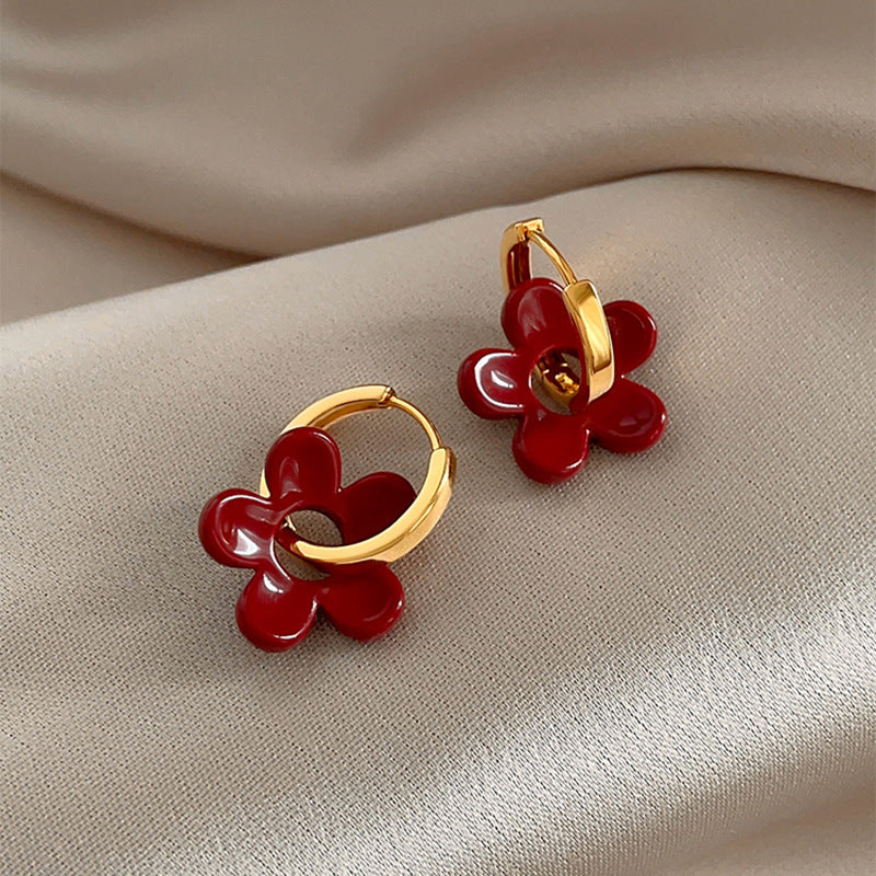 A2廠 韓國韓版噴漆花朵吊墜銀針耳環 批發 折扣@洽客服 25.11.W1「WE4988」