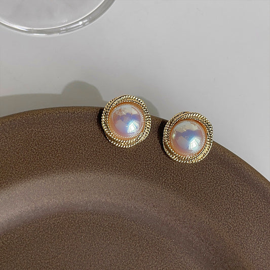 A廠 日韓款 時髦彩光珍珠銀針耳環 批發 折扣@洽客服 25.11.W1「C-719」