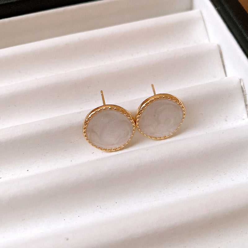 A2廠 韓國韓版酒紅幾何圓銀針耳環 批發 折扣@洽客服 25.11.W3「HE28573」