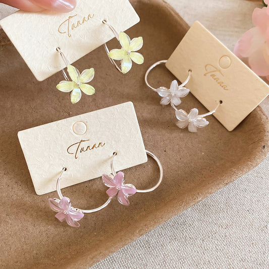 A2廠 韓國韓版小清新樹脂花朵耳圈批發 折扣@洽客服 26.03.W4「HE31344」