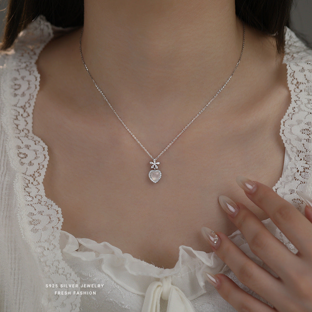 C廠 韓國韓版白玉髓花朵愛心S925純銀項鍊 批發 折扣@洽客服 25.12.W1「A4696」